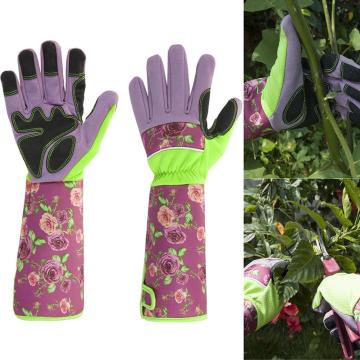 1Pair Breathable Gloves Floral Print Faux Leather Garden Gloves for Women Non-Slip Cleaning Gloves Gardening Household Gloves