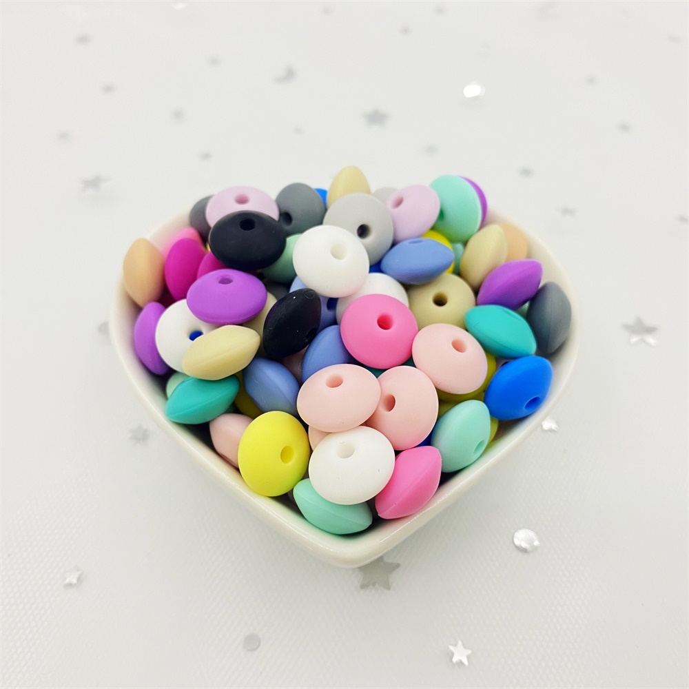 10pcs DIY Lentil Silicone Beads 12mm Food Grade Rodent Baby Pendant Necklace Baby Teether Charms Newborn Nursing Accessoryr