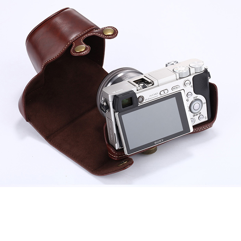 PU Leather Camera Case For Sony Alpha A6000 A6300 16-50mm Lens Retro Vintage Bag