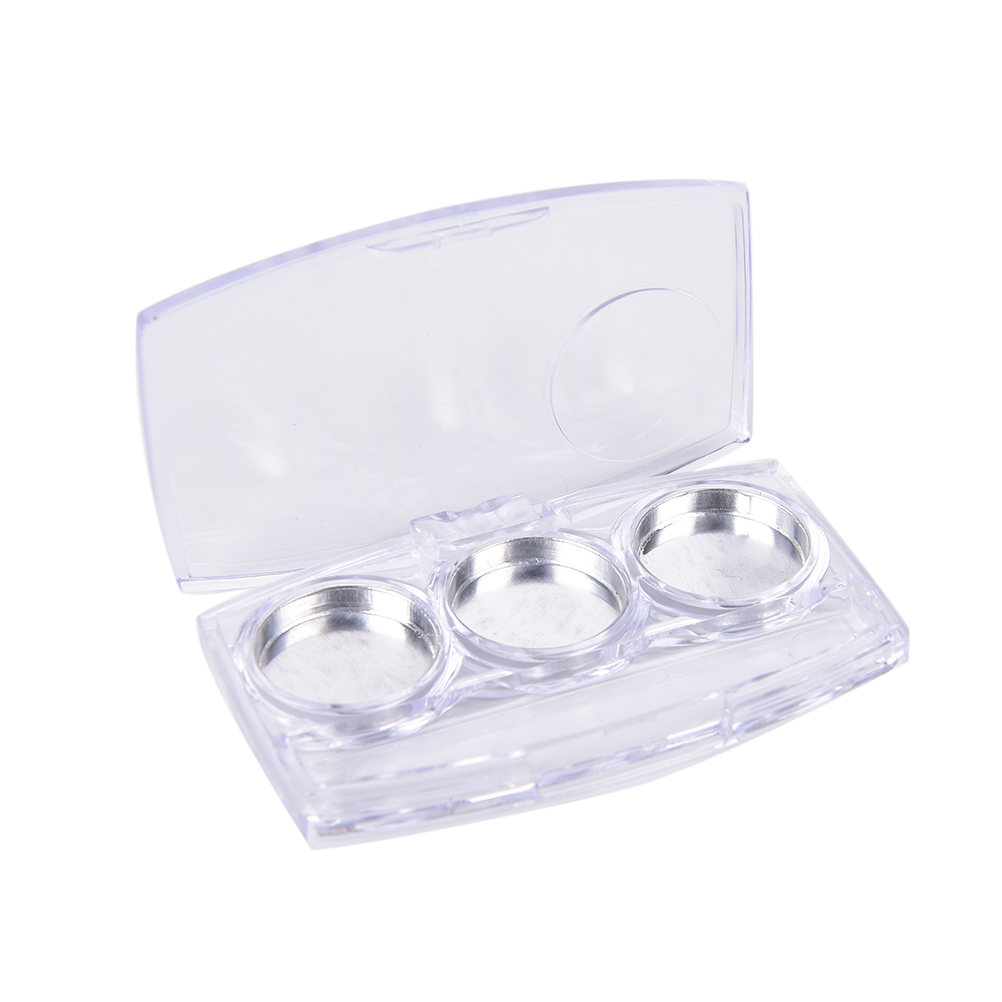 DIY Empty 3 Round Grids Eyeshadow Lipstick Powder Box Case Cosmetic Packing+3Pcs Palette Eyeshadow Powder Cosmetics