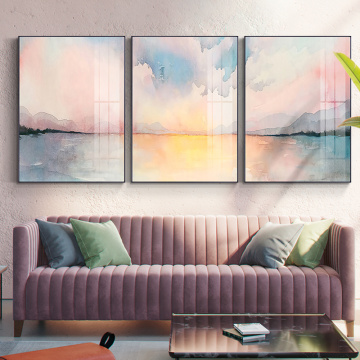 Modern Abstract Pink Blue Seascape Canvas Poster Print Wall Art Pictures Decorative Painting for Living Room Girls Bedroom Decor