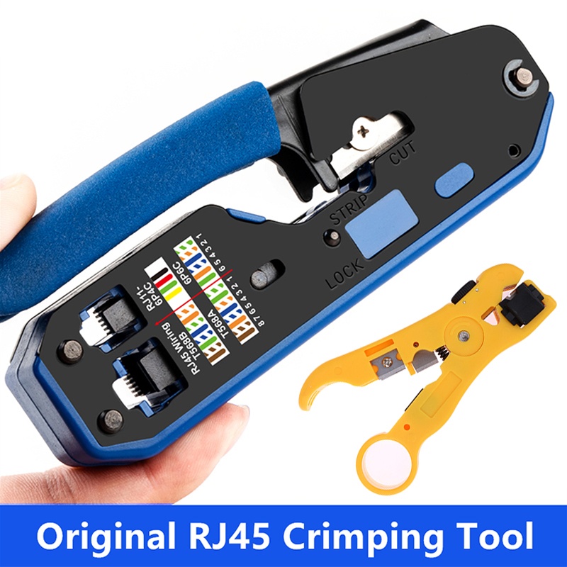 All in one EZ RJ45 Tool Network Crimper Cable Crimping Tools for RJ45 Cat7 Cat6 Cat5 RJ11 RJ12 Modular Plugs Metal Clips Pliers