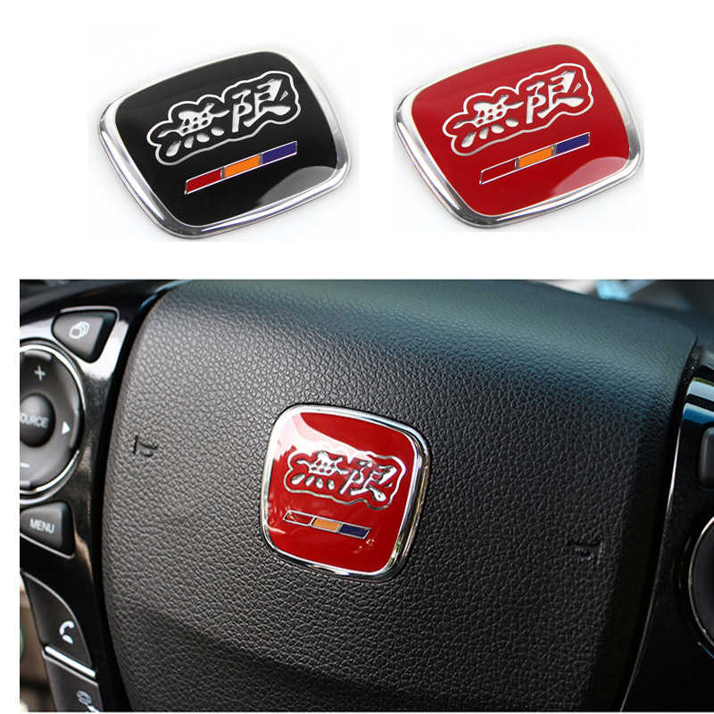 Mugen Power Red And Black Steering Wheel Cover Wheel Hub Caps Racing Emblems For Honda Civic Jazz Accord