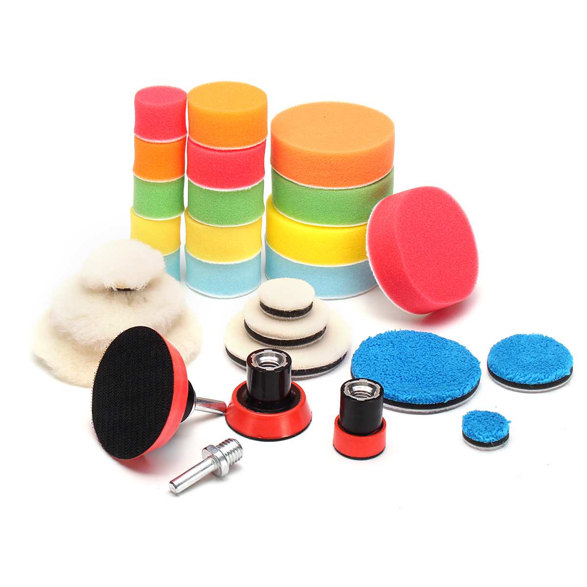 29Pcs Polishing Pad In Polishing Disc Buffing Pad 1-3 inch Auto Car Polishing pad for Car Polisher +Drill Adaptor M14 Power Tool