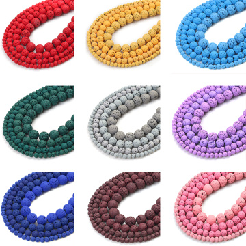Wholesale Lava Hematite Natural Stone Beads Volcanic Rock Round Loose Beads For Jewelry Making DIY Bracelet 15''4/6/8/10/12mm