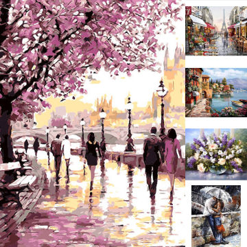 New DIY Digital Oil Painting Kit Paint by Numbers on Canvas Scenery Home Decor Kids Funny Drawing