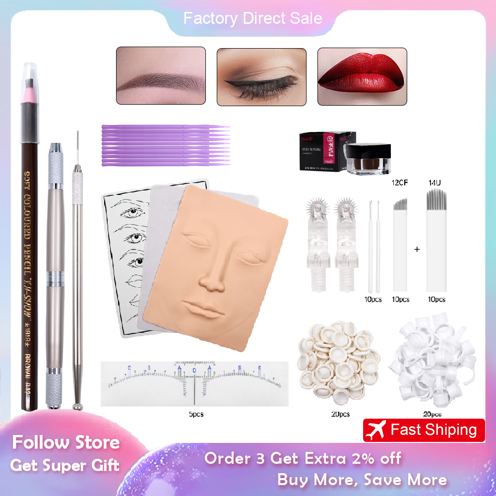 Biomaser Practical Makeup Microblading Eyebrow Tattoo Kits Pen Needle Paste Skin Ruler Beauty Girls Great For Beginners body art