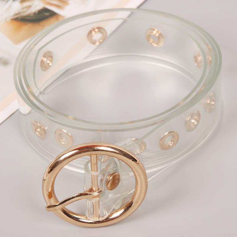 Fashion Design gold Metal heart buckle belt silver clear Plastic PVC strap belts Transparent plastic Waist Belt for Women jeans