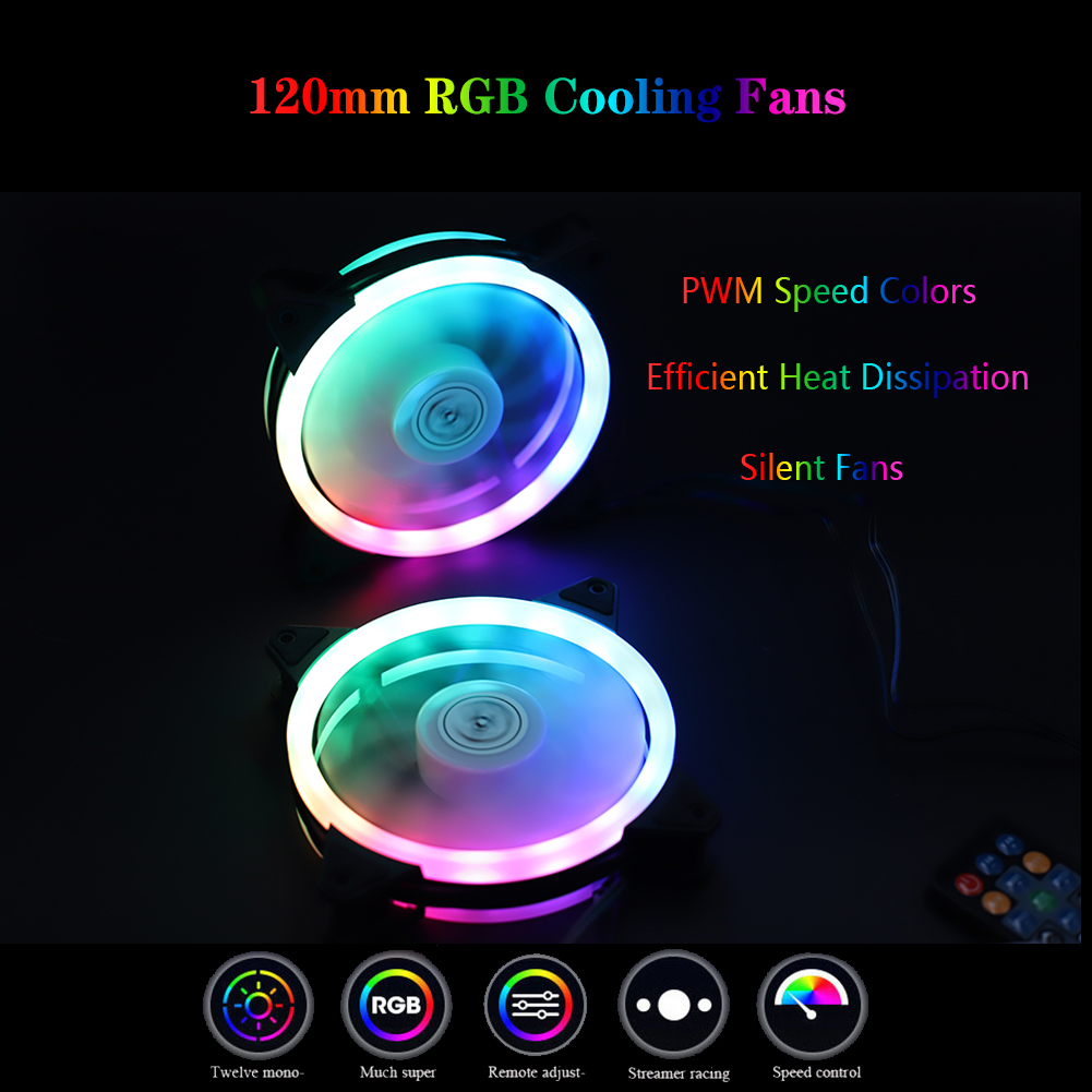 120mm Computer Cooling Fan PC RGB Case Fans Cooler Adjustable PWM RGB 12V Mute Silent Radiator 6Pin Synchronization Ventilador