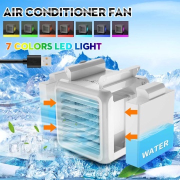Portable Mini Air Conditioner Fan 7Color LED Conditioning Humidifier Purifier USB Desktop Air Cooler Fan With 2 Water Tanks Home