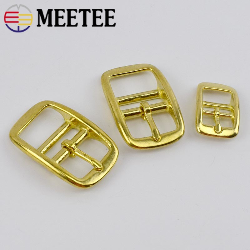 Meetee 2/5pc 16/20/26mm Pure Copper Belt Buckle Metal Brass Pin Buckles Bags Strap Adjustment Hook DIY Leather Decor Accessories