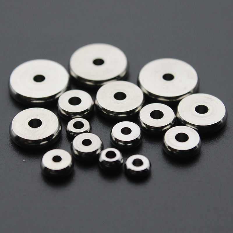 50pcs/lot 4 5 6 8 10 mm Stainless Steel Round Flat Spacer Charm Beads Fit Bracelet Spacer Beads DIY Jewelry Making Findings