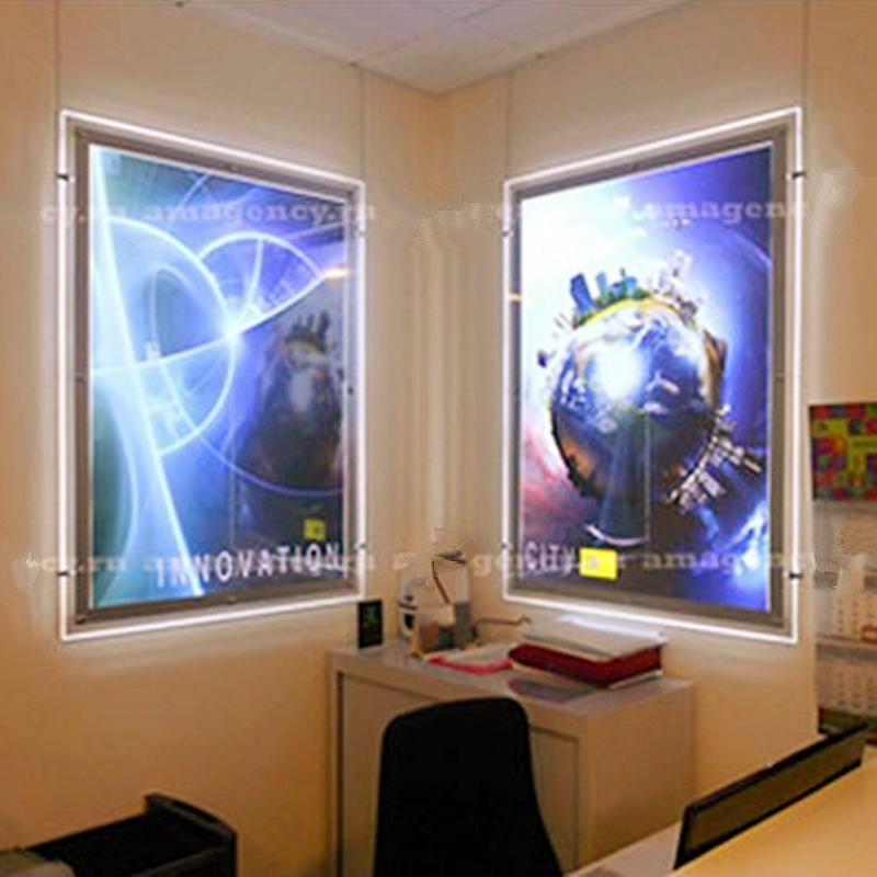 3PCS Single Sided A1 Portarit Cable Hanging Acrylic Frame LED Window Display Advertising Light Box