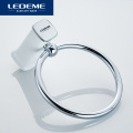 LEDEME Bathroom White Simplicity Round Style Wall-Mounted Towel Ring Holder Hanger L30204W