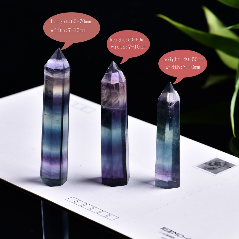 1PC Natural Crystal Fluorite Hexagonal Rod Crystal Point Quartz Crystal Mineral Ornament Modern Home Decoration Small Decoration