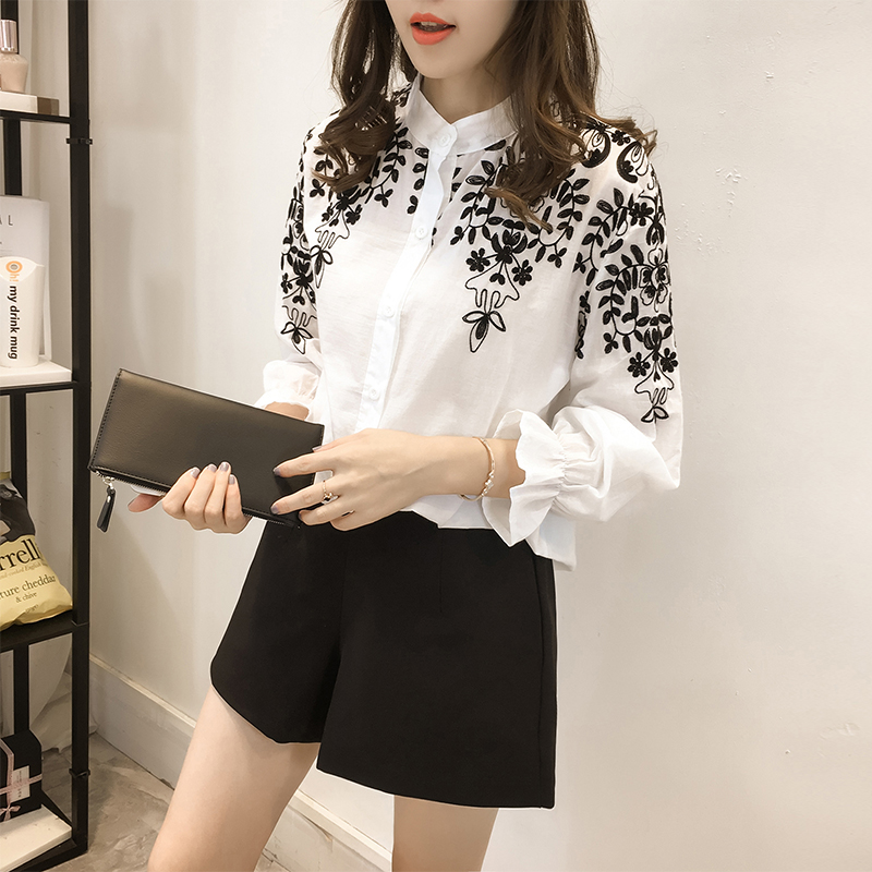 New Arrival 2021 Fashion embroidery women's clothing long Sleeve Casual Women Blouse shirt office lady women tops blusas 529E 30