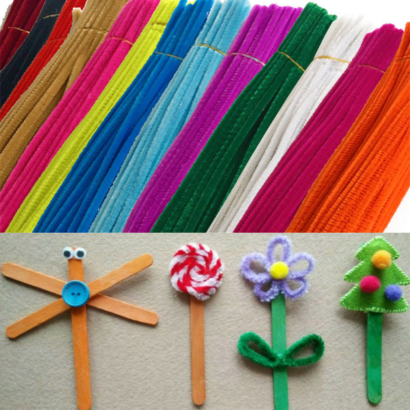 100pcs 30cm Glitter Chenille Stems Pipe Cleaners Kids Plush Educational Colorful Pipe Cleaner Toys Handmade DIY Craft Supplies