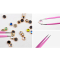 Rhinestone Picking Tool Eyelash Curved Tip Nippers Tweezer Pink Curved Nail Tool Beauty Eye Makeup