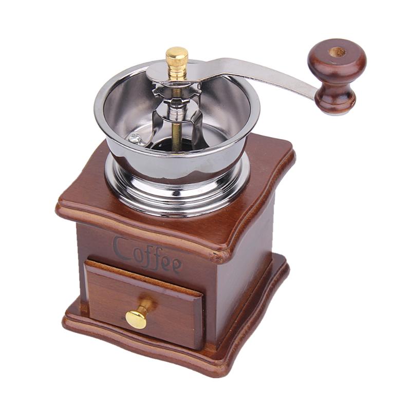 alloet Manual Coffee Bean Grinder Retro Wood Design Vintage Wooden Coffee Mill Maker Grinders Grinding Machinen Kitchen Tool new