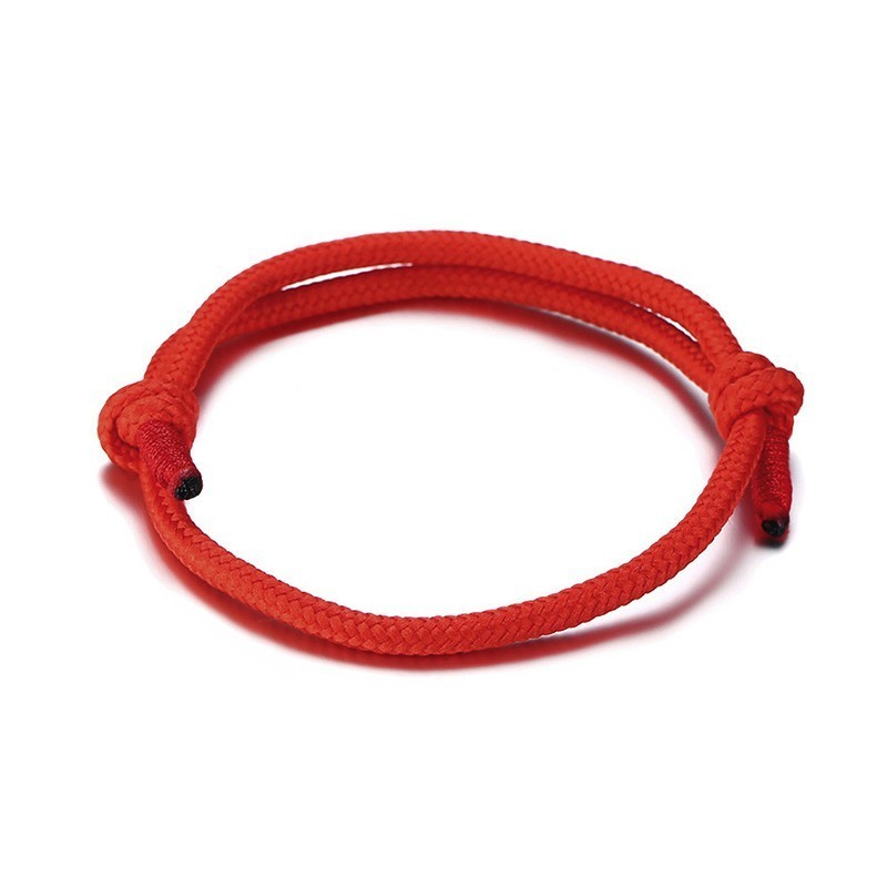 South Pacific Nautical Rope Bracelet in Red Adjustable Men Jewelry Two Sliding Knots