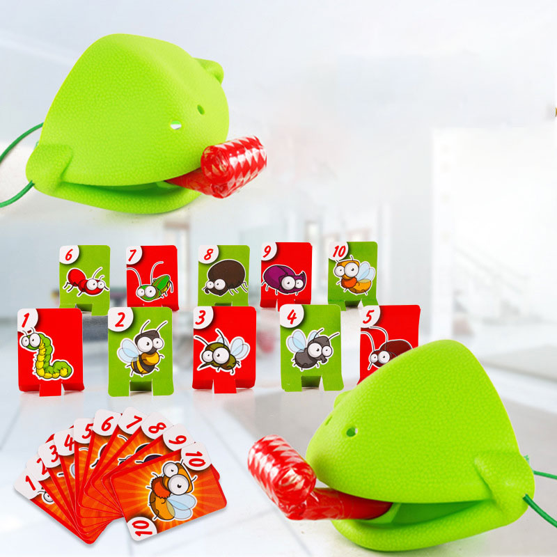 NewHot Frog mouth Take Card Tongue Tic-Tac Chameleon Tongue Funny Board Game For Family Party Toy Be Quick To Lick Cards Toy Set