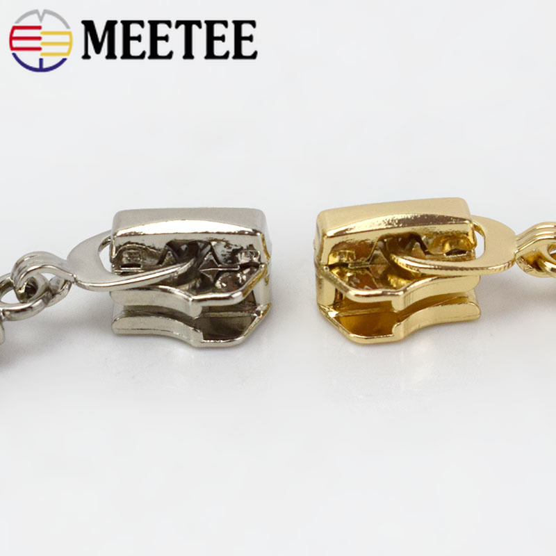 10pcs Meetee 5# Metal Zipper Head Auto Lock for Metal or Nylon Zippers Slider Zip Repari Kit DIY Bags Garment Sewing Accessories