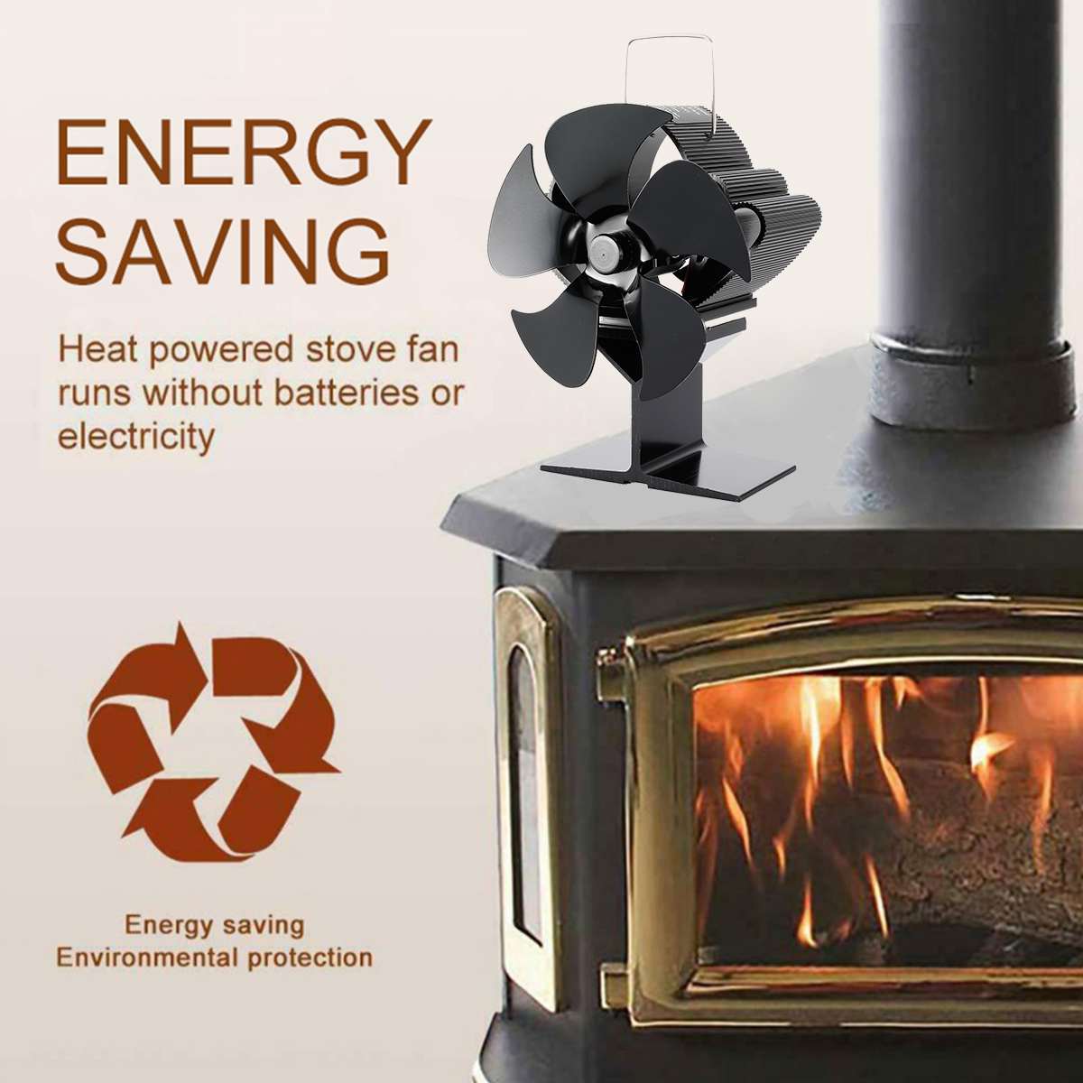 Stove Fan Effecient 4 Heat Blade Fireplace Fan Powered Log Wood Burner Ecofan Quiet Fan Home Heat Distribution For Home