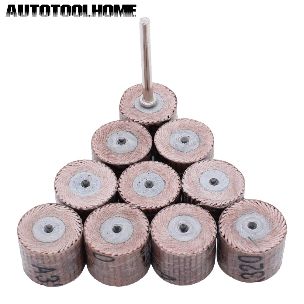 10pcs Flap Wheel Sanding Disc Sandpaper Replacement Mandrel 240# Grit Abrasive For Dremel Rotary Tools