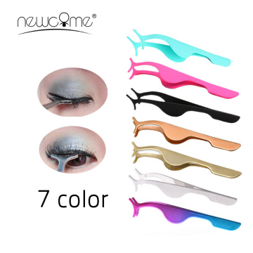 NEWCOME 7 Colors Stainless Steel Eyelash Tweezer Makeup Tool Nail Eye Lash Tweezers Eyebrow Clip Makeup Tool