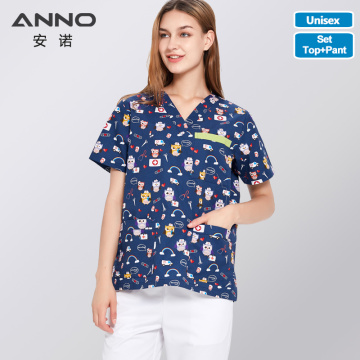 ANNO Hospital Staff Scrubs New Design Nursing Uniform Unisex Dental Clinic Supplies Nurse Work Uniforms Sets Tops Pants Optional