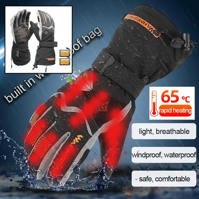 Gonex 7.4V Smart Electric Heated Gloves Winter Warm Waterproof Rechargeable Lithium Battery Self Heating Heated Ski gloves