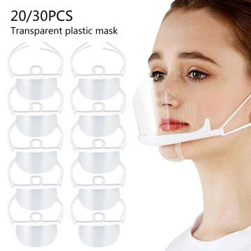 20/30PCS Transparent Masks Mouth Nose Visor Anti Fog Shield Mask Plastic Restaurant Hygiene Safety Face Shield Kitchen Tools