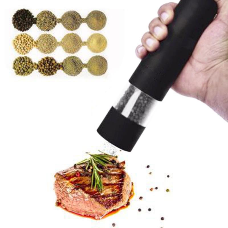 Electric Pepper Grinder Automatic Mills Electric Salt Spice Pepper Herb Mill Grinder Easy Cleaning Home Kitchen Cooking BBQ Tool