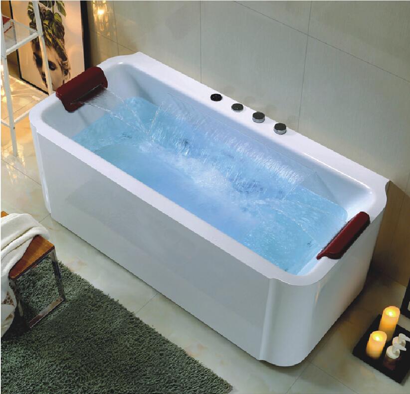 1700mm European Freestanding Rectangular Massage Tubs Bathtubs & Whirlpools Waterffall NS1105