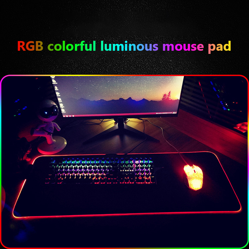 RGB Gaming Mouse Pad Large Mouse Pad Gamer Led Computer Mousepad Big Mouse Mat with Backlight Carpet for Keyboard Desk Rubber