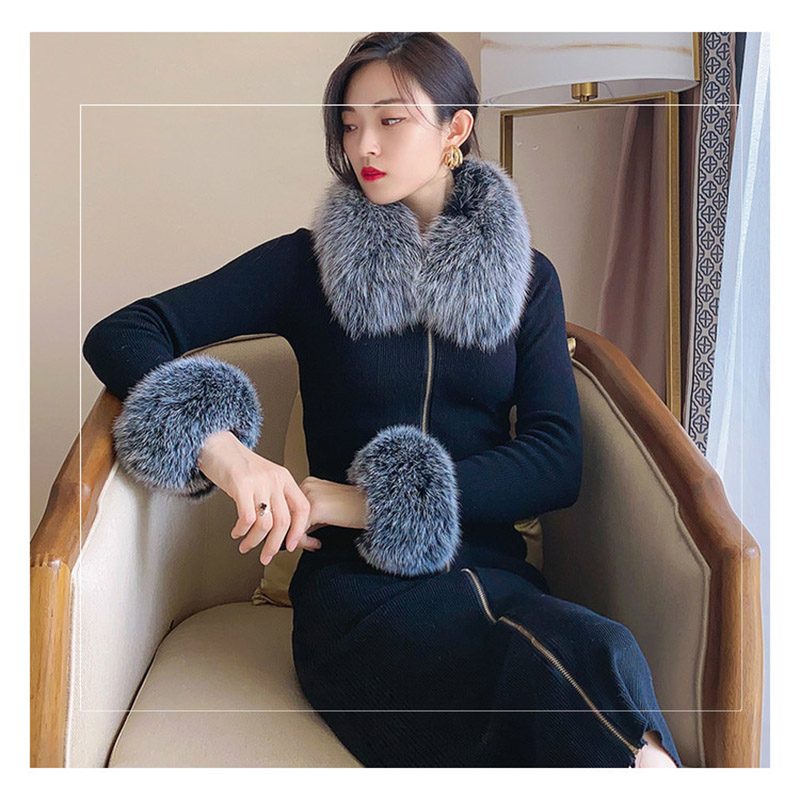 MS.MinShu Women Real Fox Fur Collar 100% Natural Fox Fur Scarf Neck Warmer Fox Fur Cuffs Short style Drop Ship