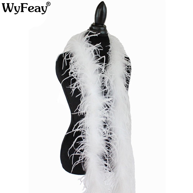 2Meters White Ostrich Feather Boa Trims Skirt Costume Ostrich Feathers for Decoration Crafts Wedding Feathers Decoration Plumas
