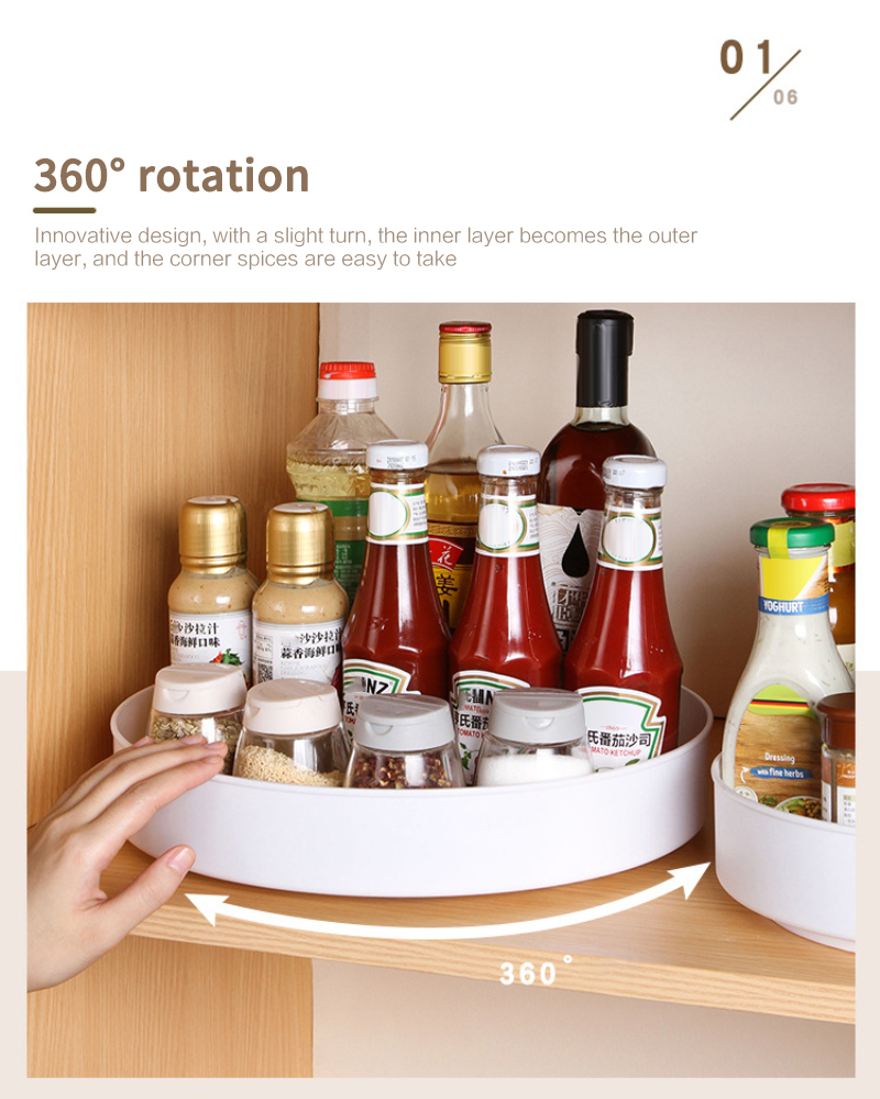 360 Rotating Tray Makeup Organizer For Spice Jar Cosmetic Toiletries Tray Bathroom Tray Non Slip Dried Storage Plate For Kitchen