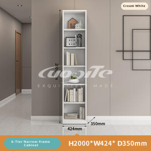 Steel Bookcase Narrow 6 Tier Side Cabinet