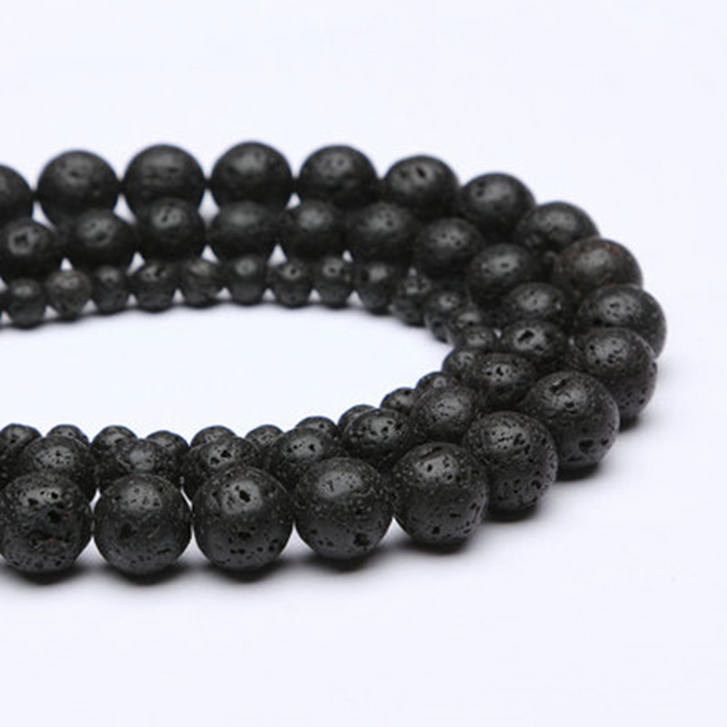 Black Volcanic Lava Beads Round Lava Stone Beads Wholesale Natural Stone Beads For Jewelry Making DIY Bracelets Accessories