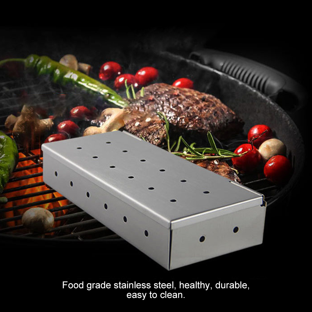 Outdoor BBQ Products Stainless Steel Smoker BOX BBQ Stainless Steel Smoke Box Creative Kichen Tools Ill Cooking Tools Bacon Mini