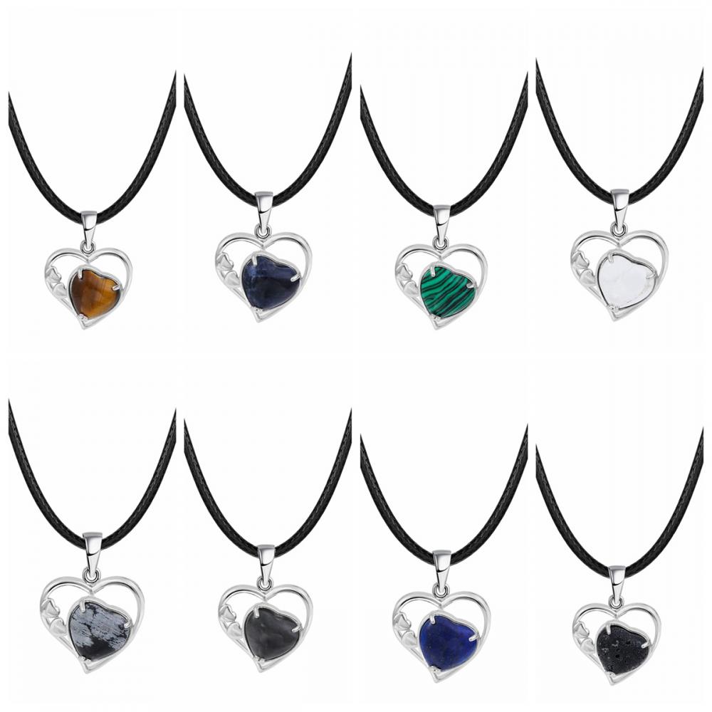 Green Aventurine Love Heart Birthstone Pendant Gemstone Necklaces for Women