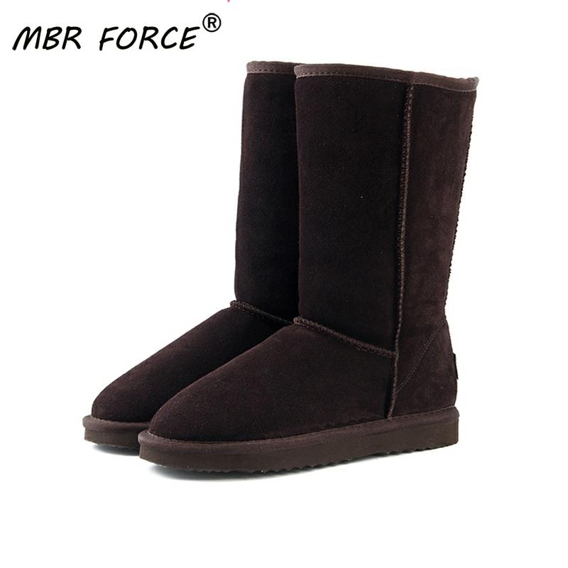 MBR FORCE 2020 Fashion High Quality Fur Snow Boots Women Fashion Genuine Leather Australia Women's High Boot Winter Women Shoes