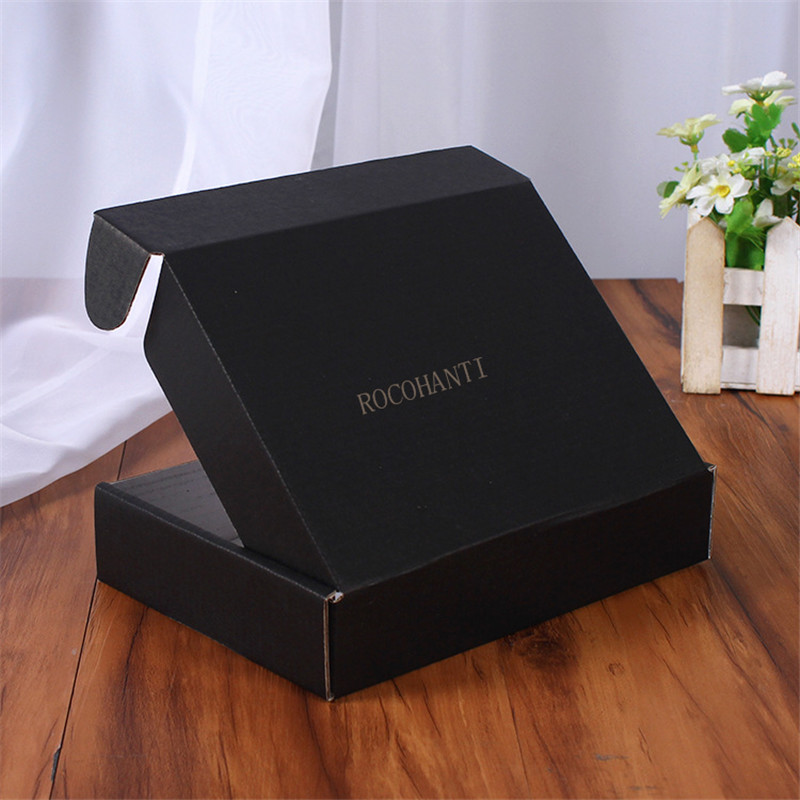 100X Custom Logo Printed Corrugated Cardboard Paper Black Shipping Mailing Box Gift Packing Boxes