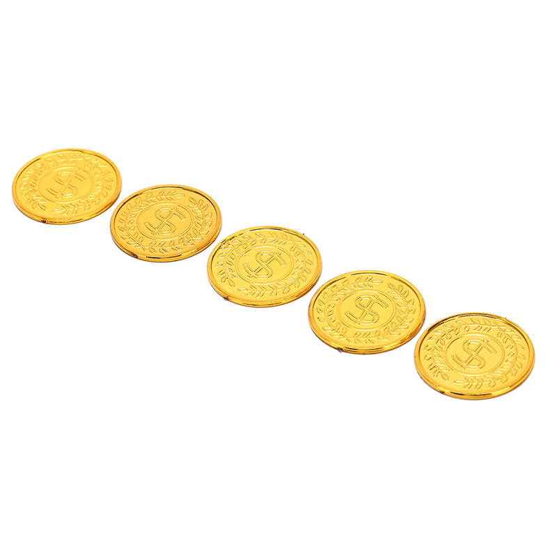 100Pcs/pack New Poker Casino Chips Bitcoin Model Bitcoin Gold Plating Plastic Prate Gold Coins Pirate Treasure Game Poker Chips