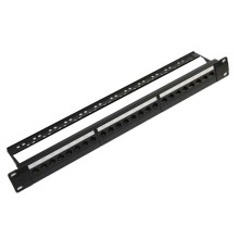 19"1U Rack Pass-through 24 Port CAT6 Patch Panel White Short Keystone Jack RJ45 Network Cable Adapter Modular Distribution Frame