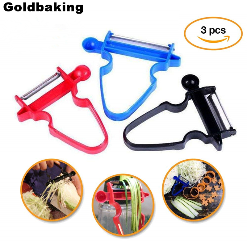 Goldbaking 2018 New Magic Trio Peeler Multifuction Vegetable Slicer Shredder Peel Anything In Seconds 3 Pieces Peeler Set