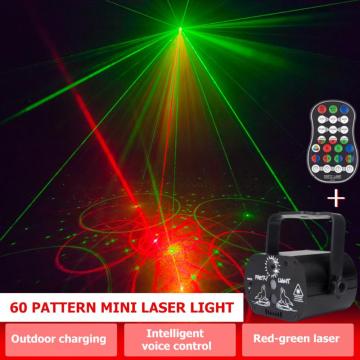 Mini Voice Control LED Laser Projector Light 60 Patterns USB Rechargeable Bar Club Party DJ Disco Stage Light Holiday Lighting