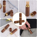 Round Wooden Needle Case with 12pcs Self Threading Needles DIY Crafts Sewing Needle Tubes Storage Case Embroidery Sewing Tools