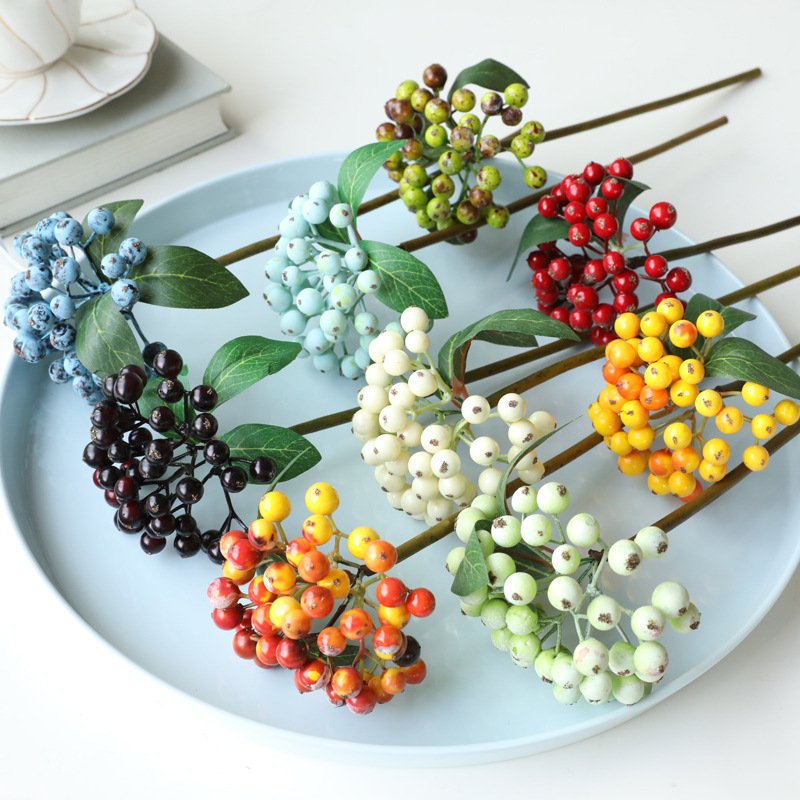 Mini Artificial Berries Flower Christmas Fruit Fake Berry Foam Flowers Wedding Home Table Plant Arrangement Decor Photo Props